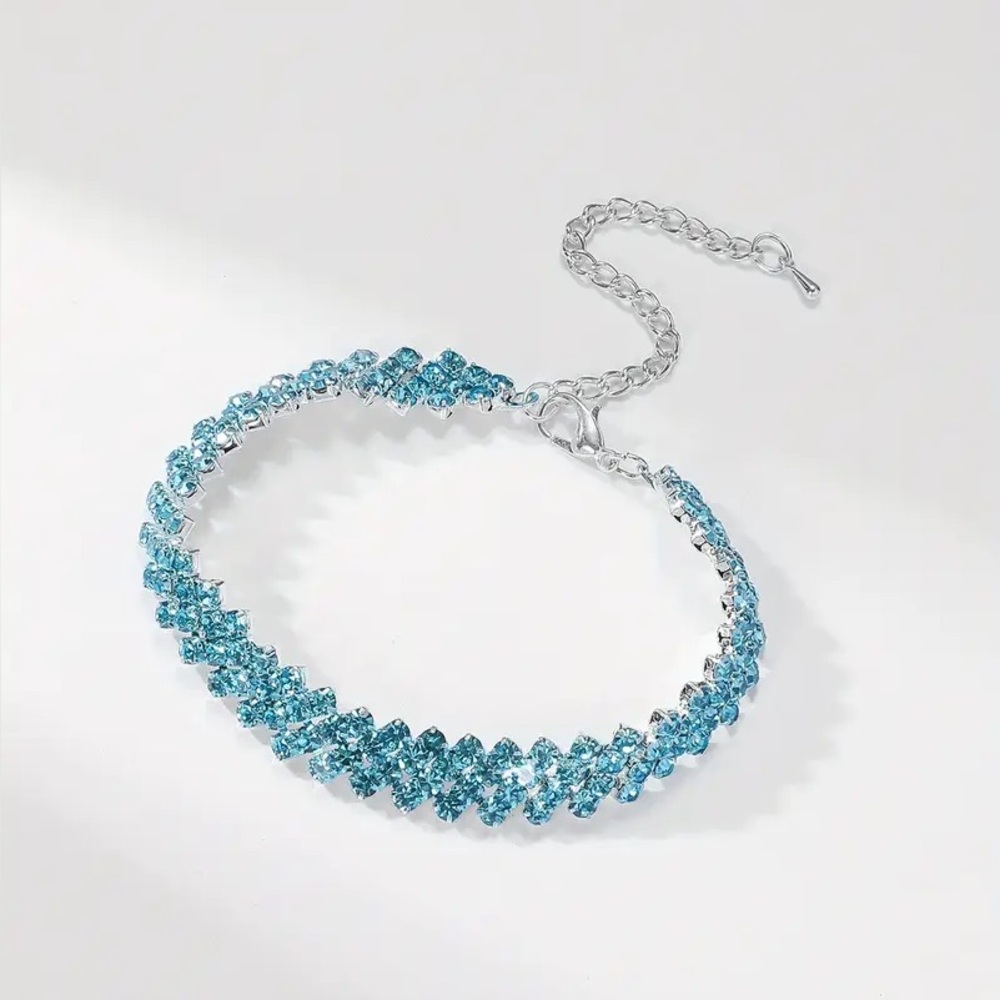 Silver plated Elegant Blue Bracelet for Women - Picture 3 of 5